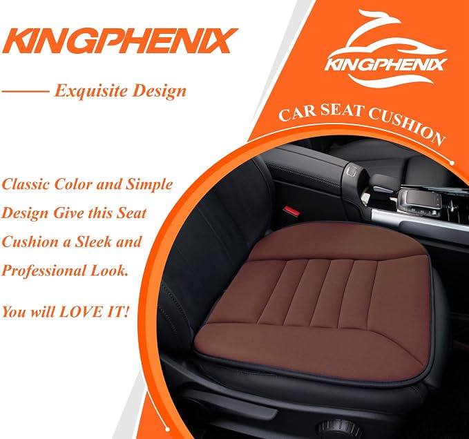 kingphenix Memory Foam Car Seat Cushion for Driver and Office Chair Comfort | 1.2-Inch-Thick Memory Foam Seat Pad, Soft, Breathable Fabric, Non-Slip Silicone Bottom for Long Drives and Office Use, Black - Image 9