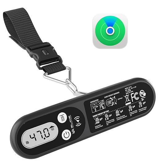 Slide Innovations Digital Luggage Scale with Apple Find My (iOS), Portable Suitcase Weight Scale & Tracker, LED Display Travel Baggage Scale up to 110 lb / 50 kg, Lightweight Airline Travel Accessory by SlideInnovations