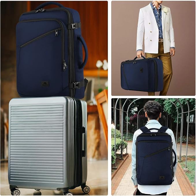 MATEIN Blue Extra Large Mens Travel Backpack, Expandable Carry on Backpack | Airline Approved, Water Resistant, Business Casual Daypack for Traveling, International Trip, Gifts for Traveler Teacher - Image 7