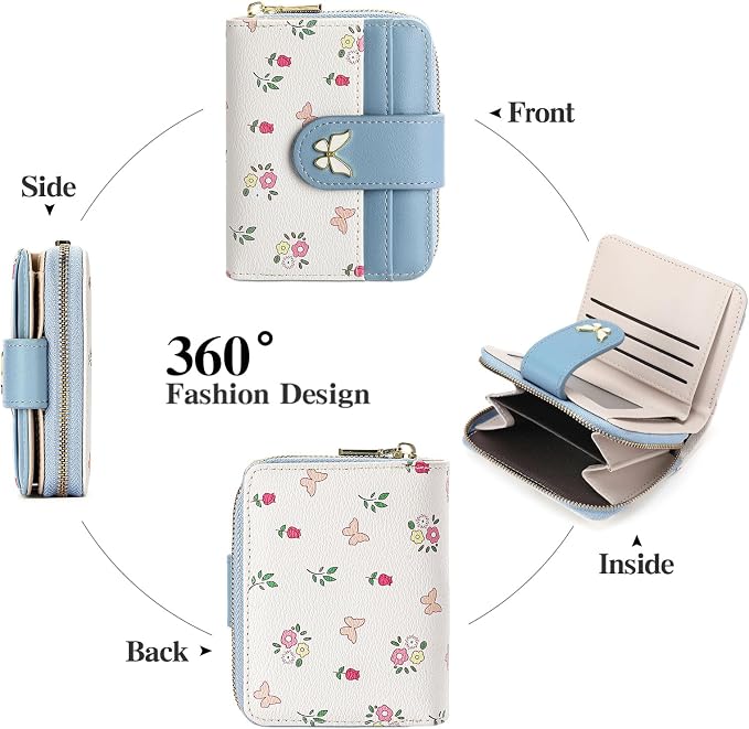 Small Wallet for Women Rfid Bifold Leather Card Holder Wallet With Zipper Pocket - Image 3