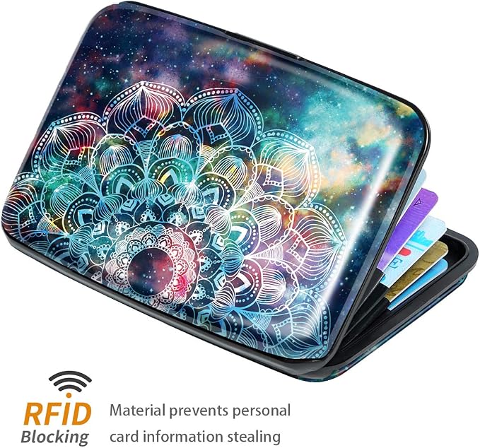 Credit Card Holder for Women,RFID Blocking Slim Hard Mini Card Case ID Case Travel Wallet Nebula - Image 3