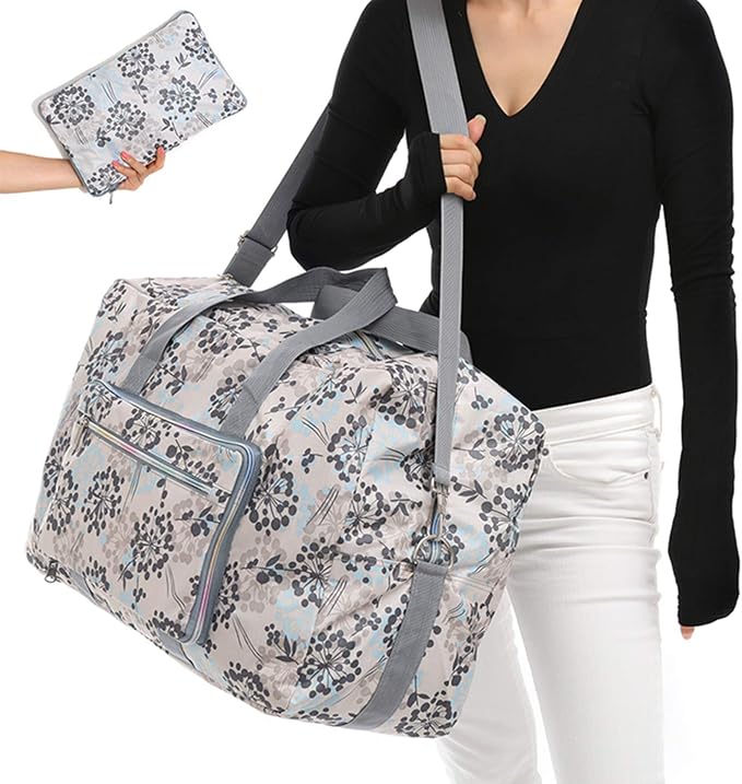 22" Foldable Large Travel Duffel Duffle Bag Sports Gym Tote Bag For Women Overnight Carryon Weekend Bag Shoulder Bag Water Resistant - Image 2