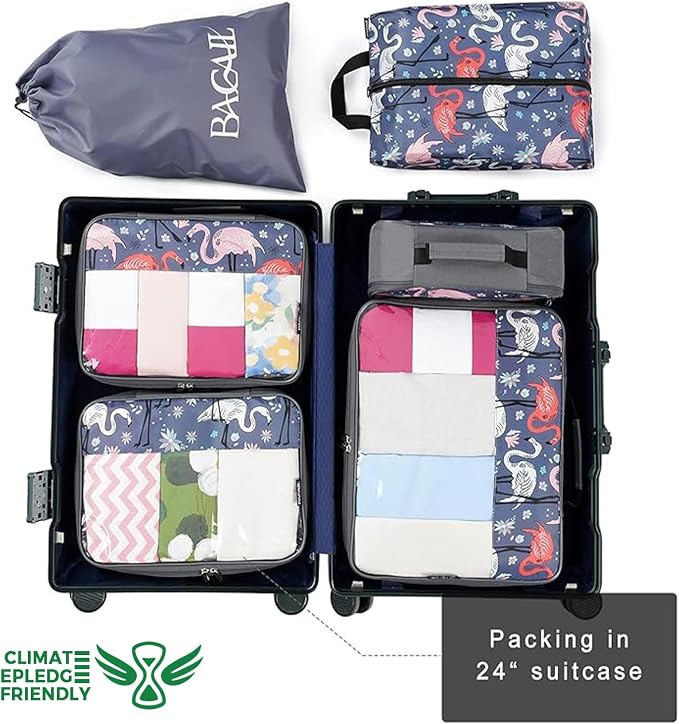 BAGAIL 8 Set/9 Set Packing Cubes Luggage Packing Organizer for Travel, Suitcase Packing Bags for Travel Accessories - Image 6