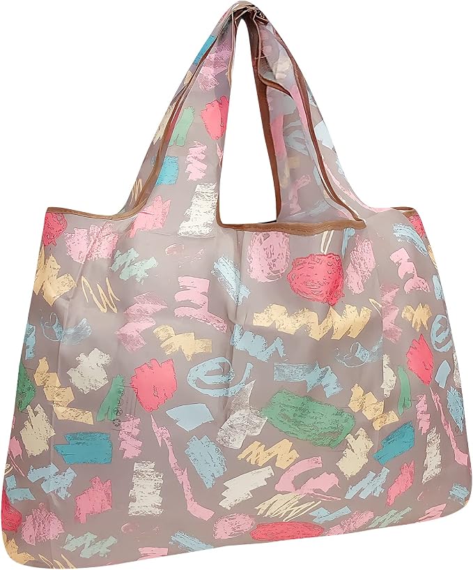 allydrew Large Foldable Tote Nylon Reusable Grocery Bags, Colorful Doodles by allydrew