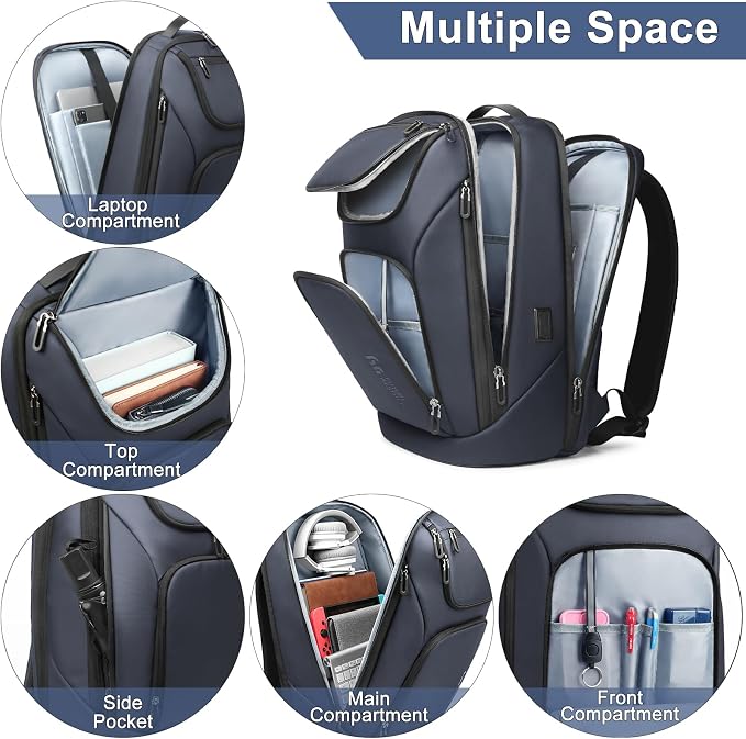 hk Business Smart Backpack for Men Anti-Theft for 17.3 Inch Laptop | with USB Charging Port Water-Resistant Large Durable Compact 30L for Travel College Work - Image 8