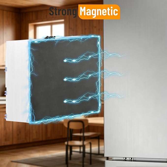 Allinside Magnetic Plastic Wrap Dispenser with Cutter, 3 in 1 Refrigerator Bamboo Wood Organizer for Tin Foil, Baking, Wax Paper Holder Kitchen Storage Box Compatible with 12.9" Roll, White (3 Layer) - Image 3