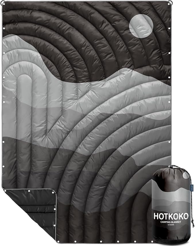 Puffy Camping Blanket,Large Camp Blanket Outdoor Camping Quilt Waterproof | Lightweight Printed Warm Packable Down Alternative Blanket for Camping,Traveling, Stadium, Hiking, Picnics by hotkoko