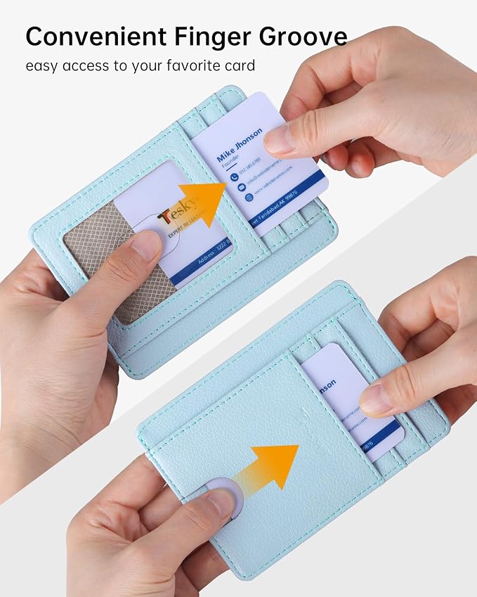 Teskyer Slim Minimalist Wallet for Men, RFID Front Pocket Card Holder | Ultra Slim Front Pocket Design, 8 Card Slots, RFID Protection, Smooth Faux Leather for Everyday Carry - Image 5
