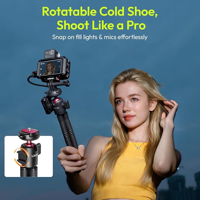 ULANZI MT-91 Flexible Octopus Tripod for Phone, GoPro&Camera, 3‑in‑1 Mini Tripod w Bluetooth Remote, CKA Quick Release w 1/4 Screw, GoPro Adapter, Phone Holder for Vlogging, Selfies, Video Recording - Image 8