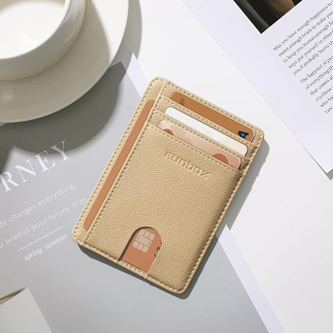 RUNBOX Slim Wallet for Men and Women, RFID Blocking Leather Card Holder | Minimalist 8-slot design fits IDs and credit cards in a thin profile for front pockets, purses, pants and travel - Image 3
