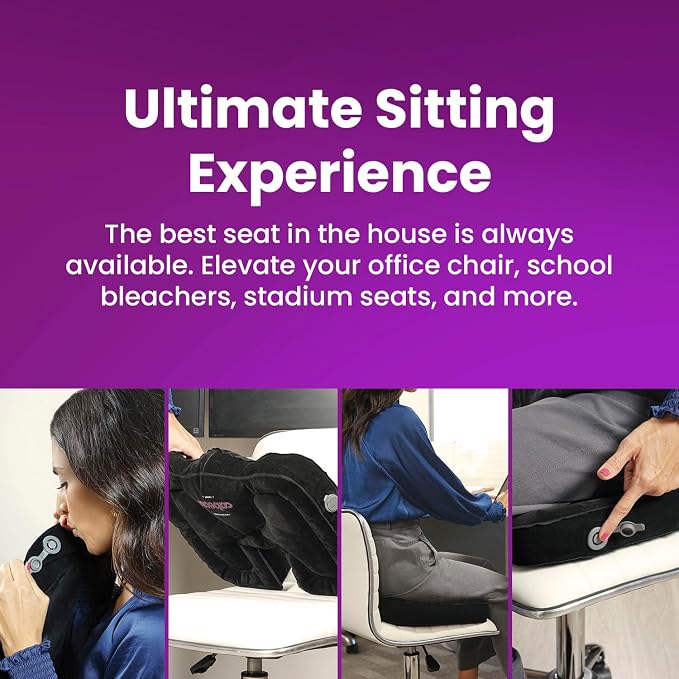 Cabeau Evolution Cushion Portable & Lightweight Inflatable Seat Cushion - Ideal for Office Chairs, School Bleachers, Stadium Seats, and Wheelchairs - Comfort on The Go - Image 4