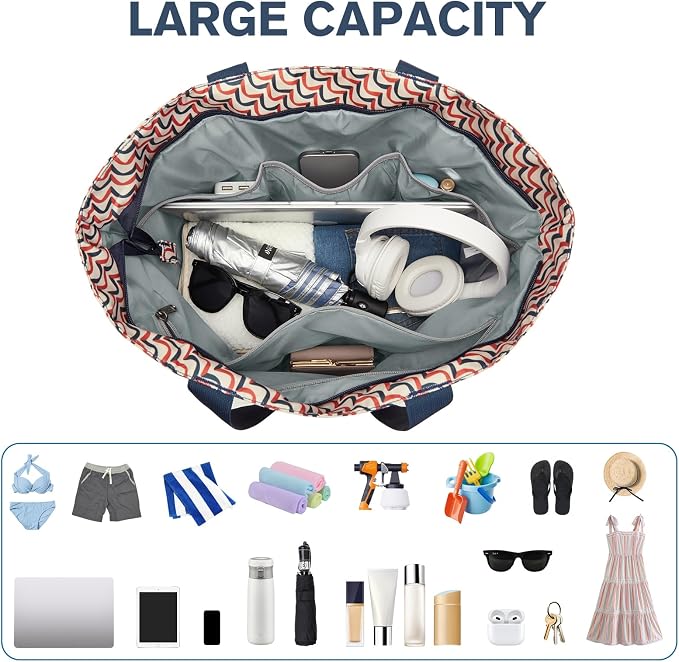 G4Free Beach Bag, Waterproof Sandproof Beach Tote Bag, Large Capacity Foldable for Women - Image 8