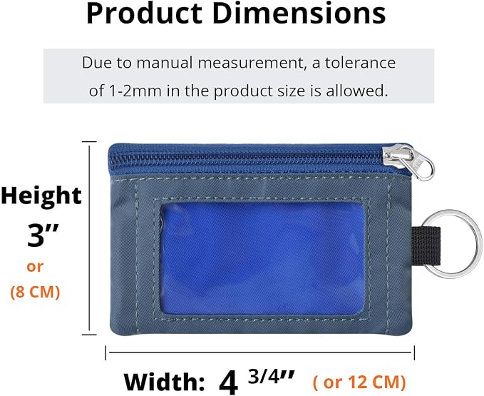RFID Blocking Travel Wallet with Adjustable Lanyard, Small Nylon Zipper Pouch and Badge Holder for ID, Credit Cards, Cash, Keys, Commuters (Blue+SlateBlue) - Image 3