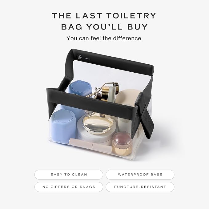 Cadence Parcel - Clear Travel Kit with Zipperless Magnetic Closure - Ink, Medium - Durable, Leak-Resistant and TSA Approved Toiletry Bag - Modular Organization - Recycled TPU (1 Qt) - Image 3