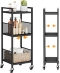 3-Tier Expandable Storage Shelving Unit,Slim Storage Cart,Metal | Adjustable Width 8.3" to 12.6", Bathroom Shelves, Narrow Shelf,Rolling Utility Cart, for Laundry, Bathroom,Small Spaces Black by Cerlyunzan