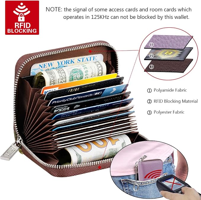 FurArt Zipper Wallet Women RFID Credit Card Holder keychain Wallet | ID Window RFID Blocking Compact Small business 15/16 slots - Image 5