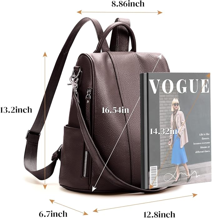 Genuine Leather Backpack Purse for Women Anti-theft Fashion Backpack Bags - Image 4