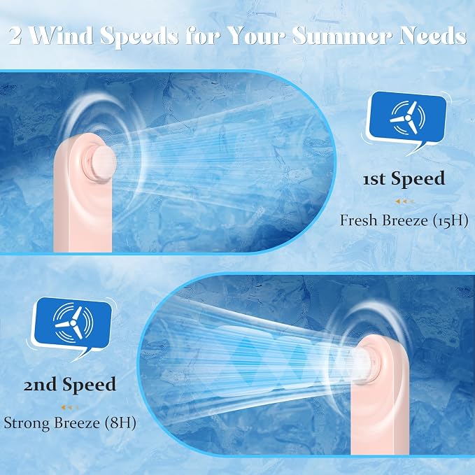 Lerat Portable Handheld Fan, 2 IN 1 Mini Hand Fan, Battery Operated [8-15 Working Hours], USB Rechargeable Personal Foldable Fan for Indoor, Small Pocket Fans Travel Essentials for Outdoor (Pink) - Image 4