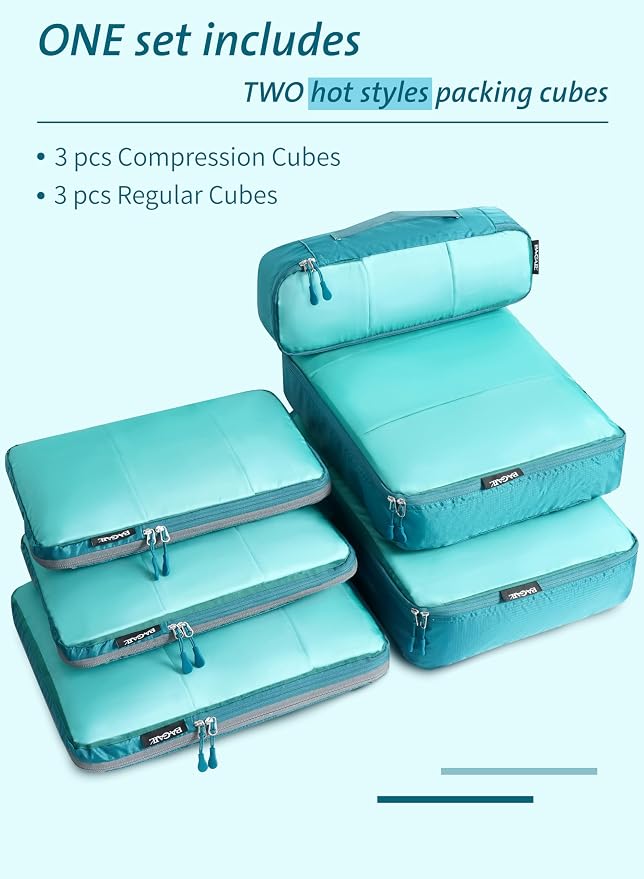 Bagail Ultralight Compression Cubes 7 Set - 3 Packing Cubes, 3 Organizers, and 1 Shoe Bag - Image 4