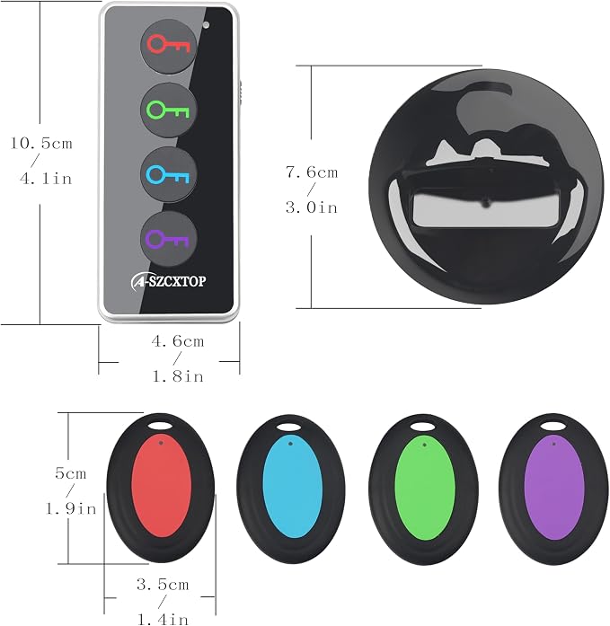 Key Finder Locator RF Wireless Remote Item Tracker with 4 Receivers | No App Required | 131FT Working Range | Ultra-Long Battery Life | 80dB | Built-in Flashlight - Image 8