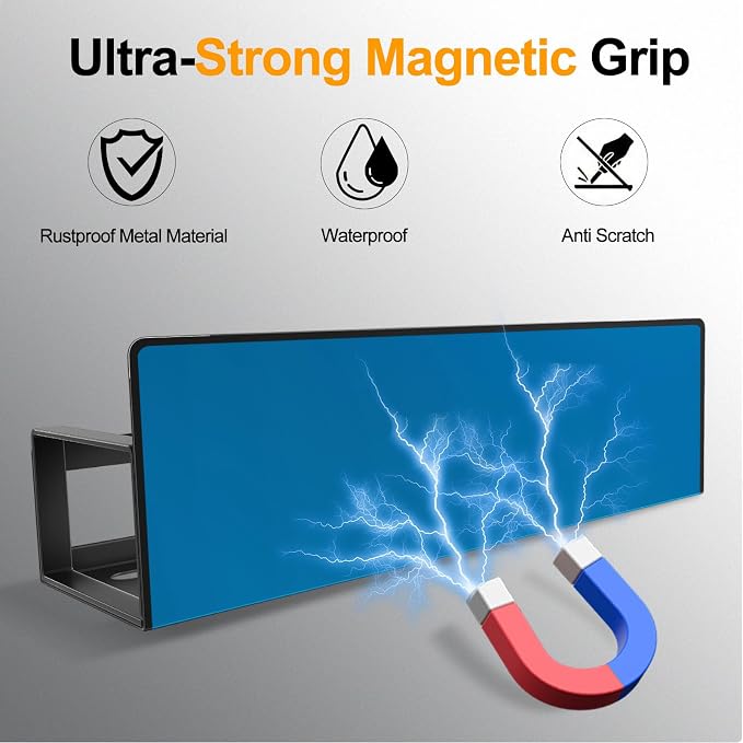 Magnetic Spice Rack for Refrigerator, 2 Pack Metal Magnetic Shelf Organizer for Fridge Side, Strong Spice Storage Rack for Kitchen, Black - Image 2