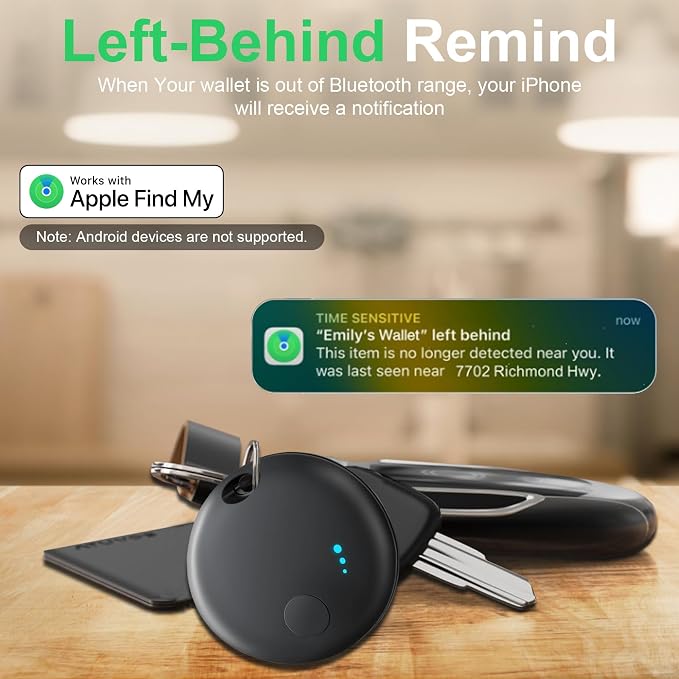 Tracker Tag 4 Packs Bluetooth Tracker, Smart Tag Locator Tracking Device, Keys Finder and Item Locator,Air Tracker Item Finders with Find My(iOS Only) Track Your Keys (Black, 4 Pack) - Image 5