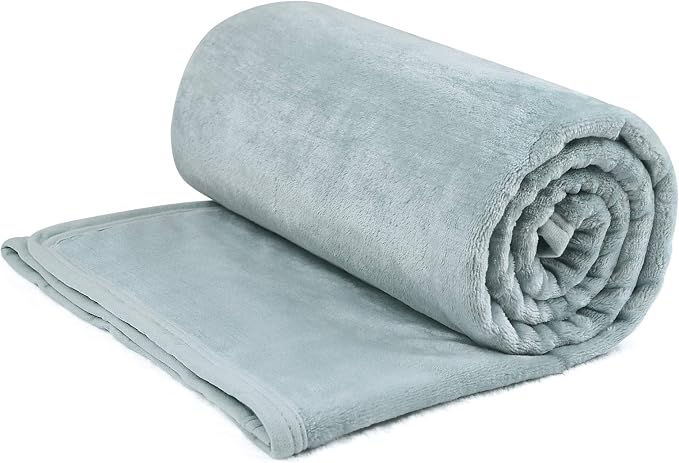 EIUE Comfortable Flannel Fleece Blanket,Ultra Soft Lightweight Portable Travel Blanket for Airplane,Reversible Microfiber Blanket for All Seasons(Grey,40x60) by EIUE