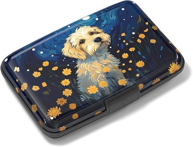 Rimilak Aluminuml Credit Card Holder,Cute Dog | Mini Credit Card Wallet RFID Blocking Slim Metal Hard Case for Women Men by Rimilak