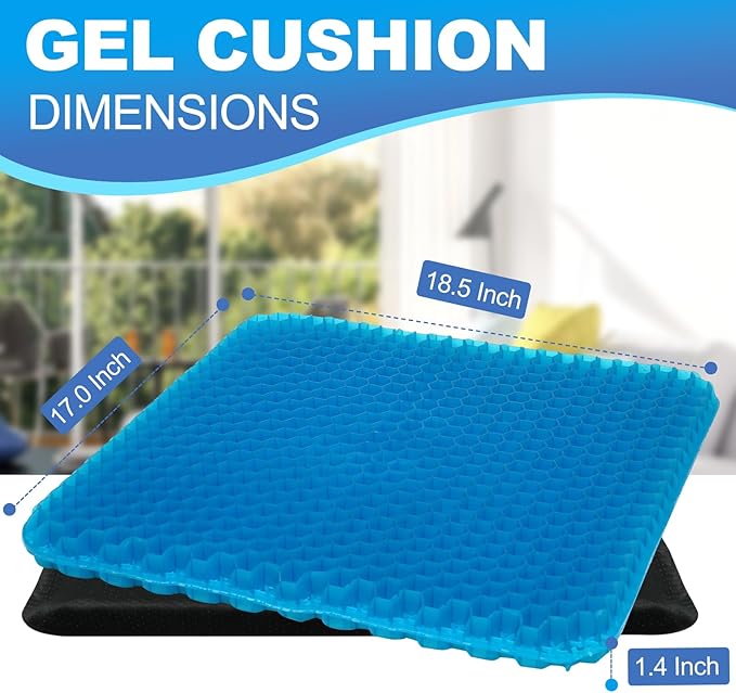 LYUANEC Gel Seat Cushion for Long Sitting - 18.5" x 17" x 1.4" (Large＆Soft) | Zero Gel Cushions for Pressure Relief, Honeycomb Gel Seat Cushion, Ergonomic Silicone Seat Cushion for People Over 100 lbs - Image 2