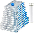 Amazon Basics Vacuum Storage Bags with Hand Pump for Travel, Space Saving Compression Bags for Clothes and Blankets, Clear, 12 Pack (3 Small, 3 Medium, 3 Large & 3 Jumbo) by AmazonBasics