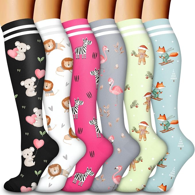 Compression Socks for Women & Men Circulation(6 pairs)-Graduated Supports Socks for Running, Athletic Sports by LaiteHebe