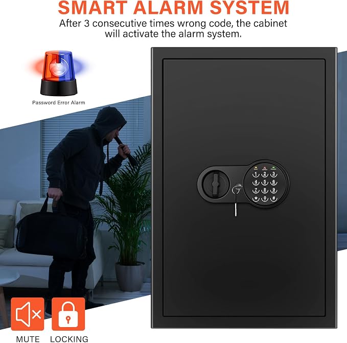 23.62'' Tall Extra Large Home Safe Box, Safe with Fireproof Waterproof Document Bag, Digital Keypad and 3 Removable Steel Shelves, Security Box for Money Medicines Jewelry Valuables - Image 4