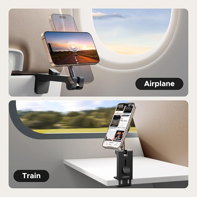 UGREEN Airplane Phone Holder for Magsafe Air Plane Travel Essentials Magnetic Phone Mount Compatible with iPhone 17 Air 16 15 14 Plus 13 12 Pro Max Mini Magsafe Case, Handsfree for Long Flight Flying - Image 8