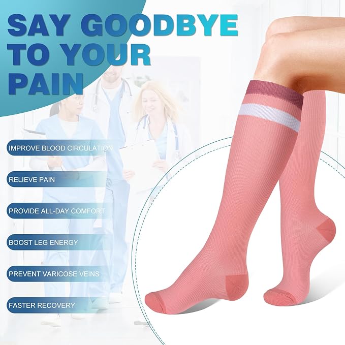 cerpite Compression Socks for Women & Men Circulation 8 Pairs Compression Socks 20-30 mmhg Best for Running,Nurse,Travel - Image 3