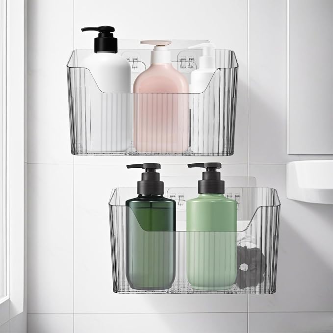 4 PCS Adhesive Cabinet Door Organizer, 2 Size Wall Mounted Inside Cabinet Storage Caddy, Under Sink Door Storage Shelf for Kitchen Bathroom Office - Image 7