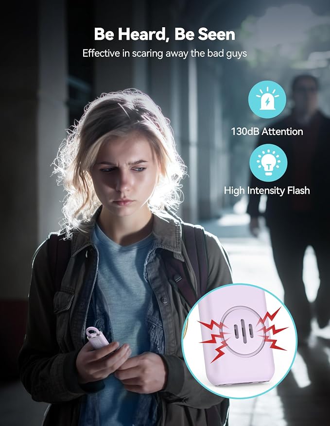 TECKNET Rechargeable Personal Safety Alarm for Women, 130dB Self Defense Keychain Alarm with SOS Strobe Light, Low Battery Notice, Personal Alarm Loud Siren Safety Keychain for Girls Kids Elderly - Image 2