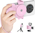 Phone Camera Grip Smartphone Photography Shooting Clip with Tripod Mount & Detachable Wireless Shutter Remote Control, Phone Selfie Grip Handle Stand for iPhone Samsung Android Phone Vlog Video Pink by Kiorafoto