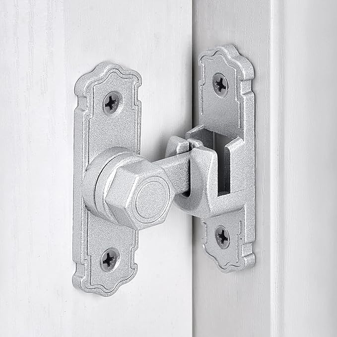 2 Packs Silvery Aluminum Alloy 90/180 Degree Gate Lock,Barn Door Latches | Flip Gate Latches,Right Angle Door Lock Latch,Sliding Door Latches,for bedroom,garage,window,pet enclosures,drawer,cabinet - Image 3