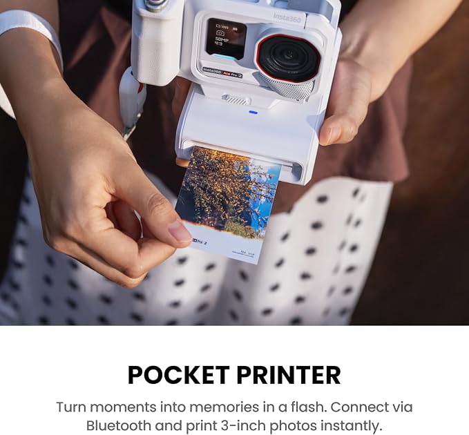 Insta360 Ace Pro 2 Arctic White Limited Edition Flash Print Bundle - 8K Waterproof Action Camera Co-Engineered with Leica, 1/1.3" Sensor, Leading Low Light, Xplorer Grip Pro Kit for Street Photography - Image 4