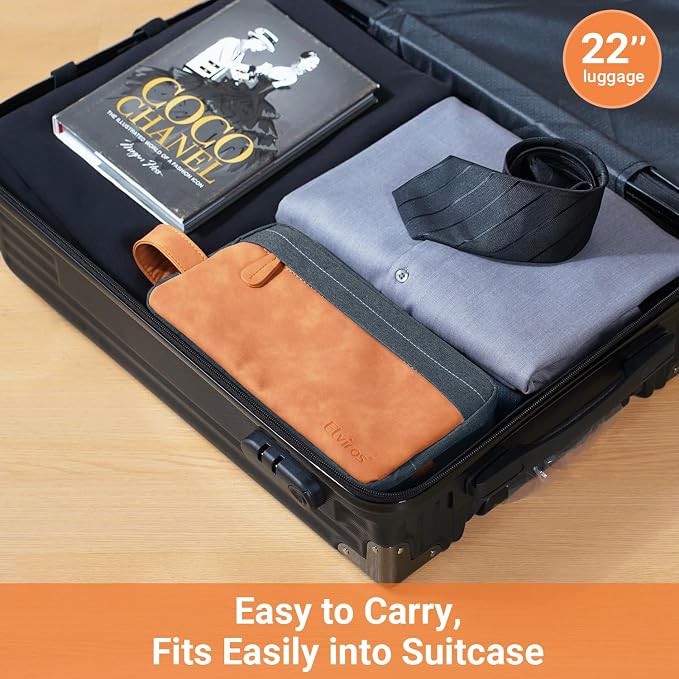 Elviros Travel Toiletry Bag for Men, Hanging Toiletries Bag Water Repellent Dopp Kit PU Leather Travel Bag for Toiletries Accessories, Navy Blue - Image 7