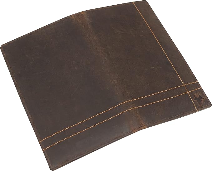 Marshal Bifold Leather RFID Blocking Wallet For Men & Women | Genuine Leather Holder With 19 Slots, 2 Bill Compartments & ID Window | For Credit/Debit Cards, Money & More (Vintage Logo Brown) - Image 5