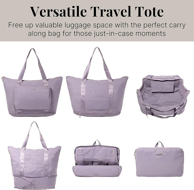 Baggallini Carryall Expandable Lightweight Travel Tote 22" Packable Folding Compact Nylon Washable Weekender w/Luggage Sleeve - Image 6