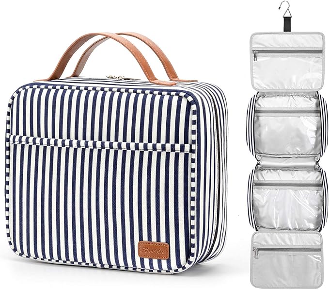 Hanging Travel Toiletry Bag,Large Capacity Cosmetic Travel Toiletry Organizer for Women with 4 Compartments & 1 Sturdy Hook,Perfect for Travel/Daily Use/Christmas by Bosidu