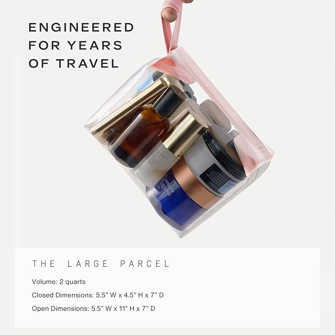 Cadence Parcel - Clear Travel Kit with Zipperless Magnetic Closure - Rose, Large - Durable, Leak-Resistant and TSA Approved Toiletry Bag - Modular Organization - Recycled TPU (2 Qt) - Image 5