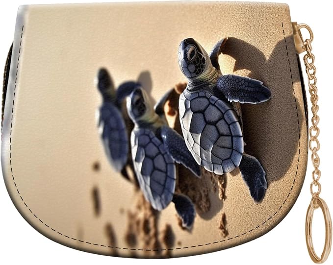 Women's Slim RFID Wallet – Compact Leather Card Holder Wallet for Women, 9 Card Slots RFID Blocking Credit Card Organizer, Small Travel Wallet - Beautiful Sea Turtle Beach by Unknown