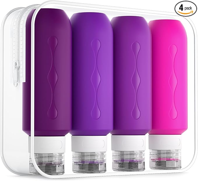 Gemice Travel Bottles for Toiletries, Tsa Approved Travel 6oz Size Containers with Clear Bag, BPA Free Leak Proof Travel Tubs Refillable Liquid Travel Accessories for Cometic Shampoo Lotion by GemiceBeautyTools