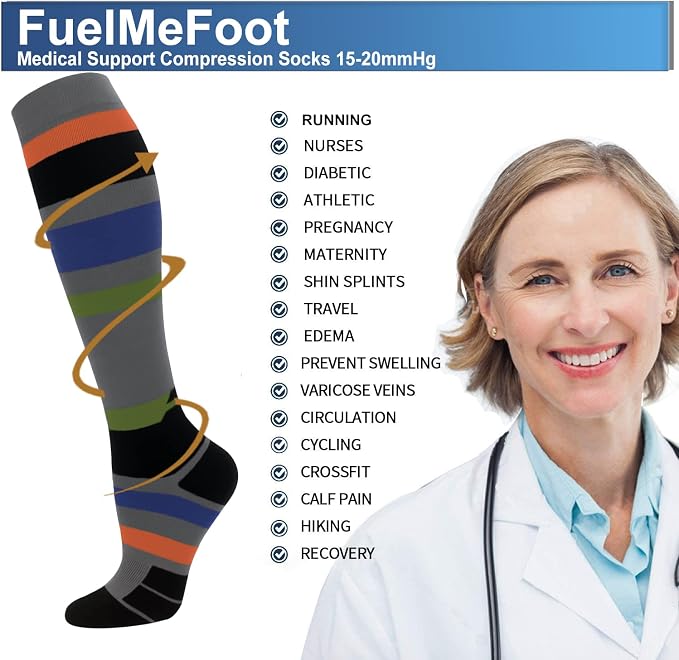 FuelMeFoot 3 Pack Copper Compression Socks - Compression Socks Women & Men Circulation - Best for Medical,Running,Athletic - Image 6