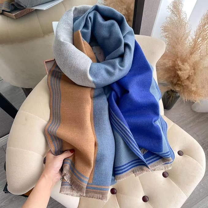 WaJuemy Winter Scarf for Women Dressy Evening Pashmina Shawl Wraps Open Front Poncho Blanket Fashion Travel Shawls Cape Wrap - Image 4