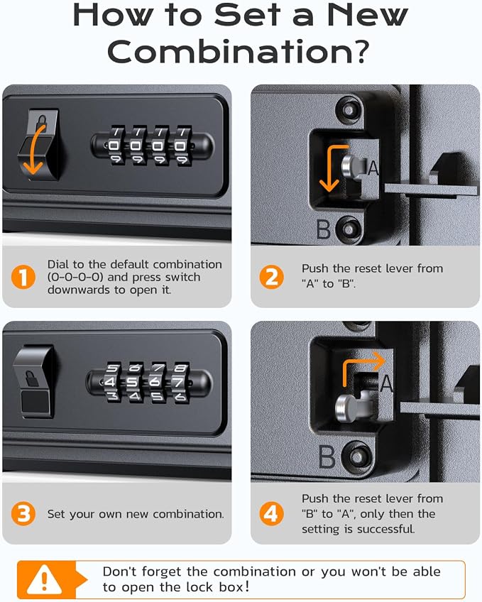 Portable Travel Safe Lock Box Waterproof & Durable, 4-Digit Combination Anti-Theft Personal Beach Safe with Removable Steel Cable, Small Security Case Lock Box for Beach/Travel/Hotel/Dorm - Image 6