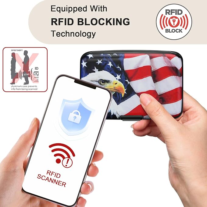 Mini RFID Aluminum Wallet Credit Cards Holder Business Card Case Metal ID Case for Men Women（Flag2 - Image 2
